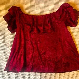 Knox Rose crushed velvet off-the-shoulder top